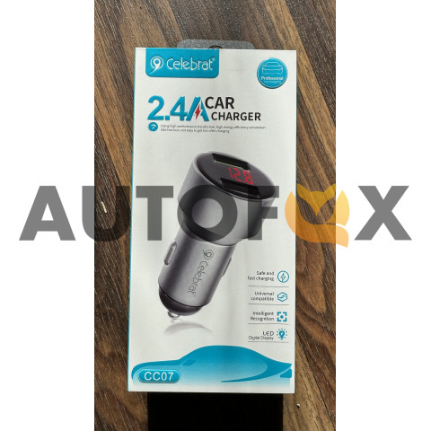 АЗУ Celebrat  CC07 2.4A с вольтметром 2USB Output